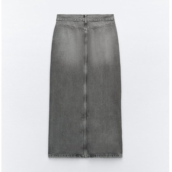 NWT ZARA LONG DENIM SKIRT gray - Picture 6 of 7